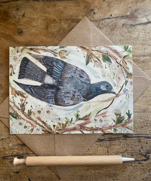 A6 Pigeon in the blossom postcard