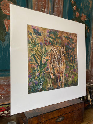 Hare in the thistles- Fine Art giclée Print