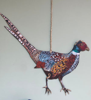 Hand painted wooden Male Pheasant