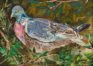 A5 Wood pigeon and the Ivy Berries blank greeting card.