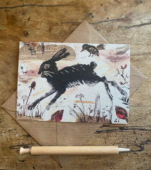 A6 Leaping hare postcard