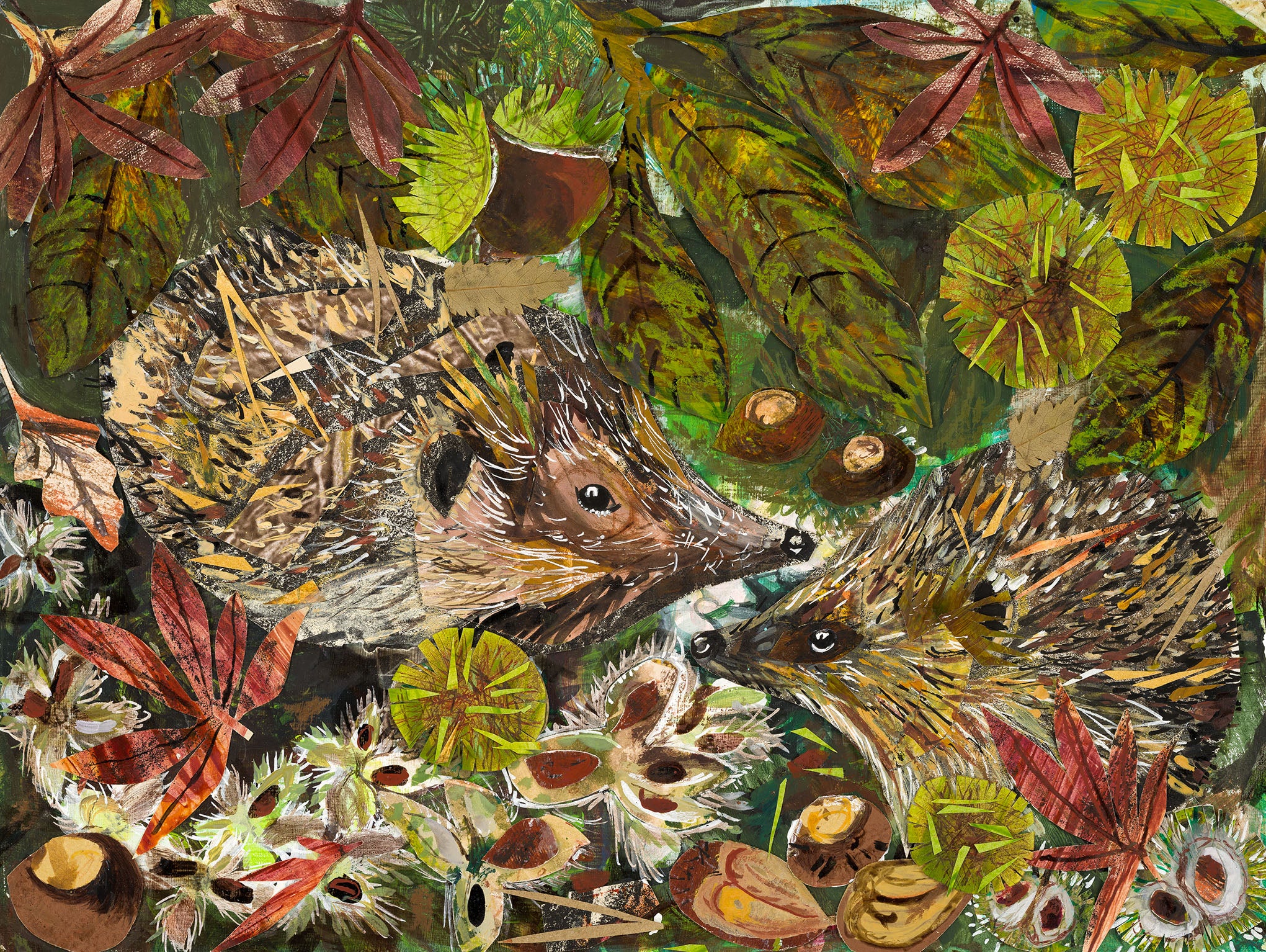 A5 Hedgehogs and Chestnuts - Blank Greeting card.
