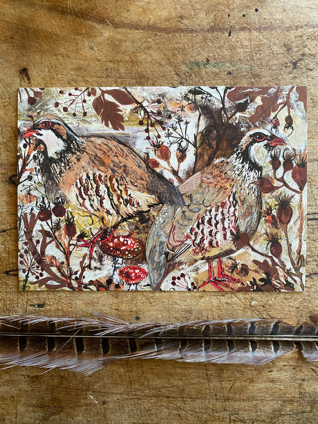 A6 Winter Partridges postcard