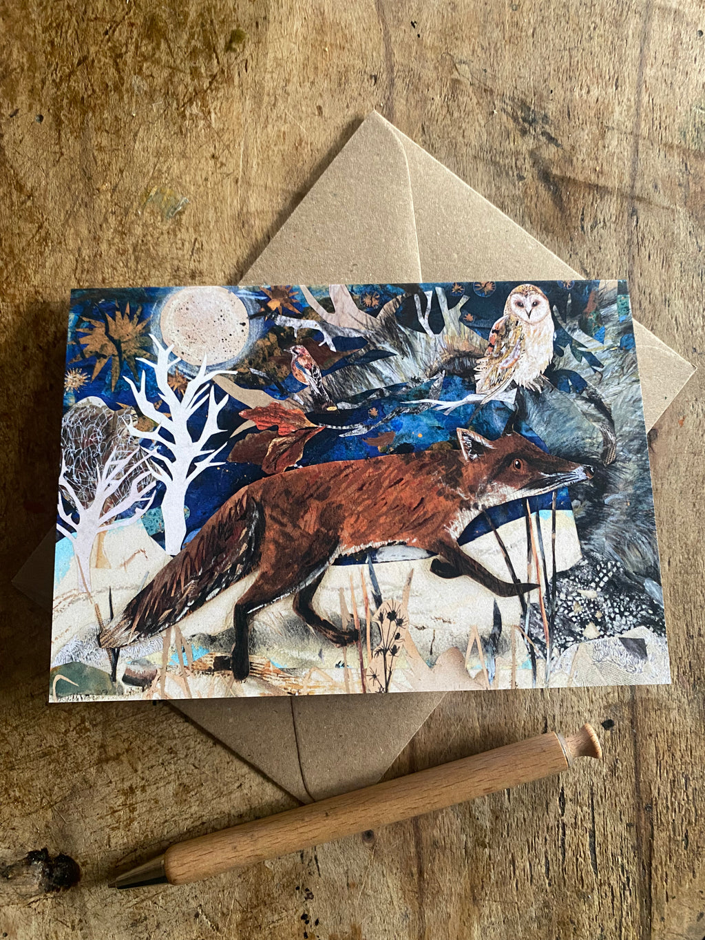 A6 The Fox and the Owl -Blank Greeting Card