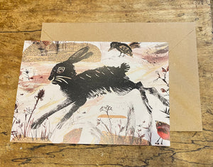 A5 Leaping Hare- Blank Greeting Card