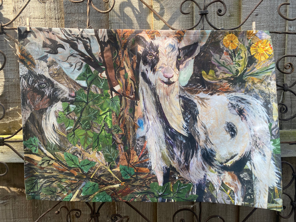 Cheddar goats-Small Cotton Mix Tea towel