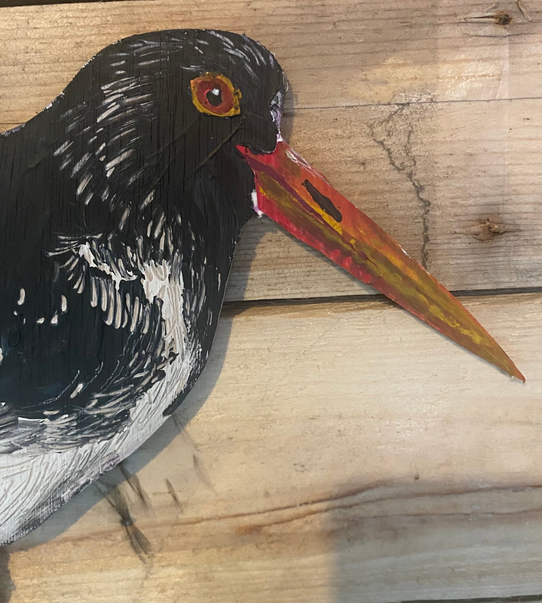 Hand painted wooden Oystercatcher