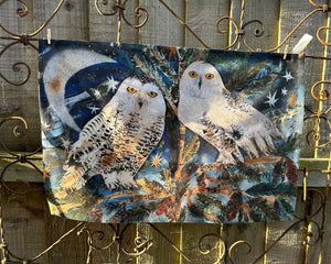 Snowy Owls-Small Cotton Mix Tea towel