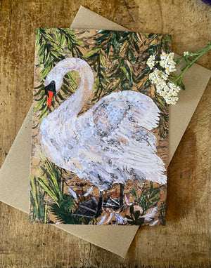 A5 Summer swan Blank Greeting card.