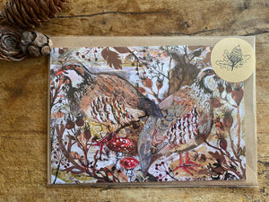 A5 Winter Partridges-Blank Greeting Card