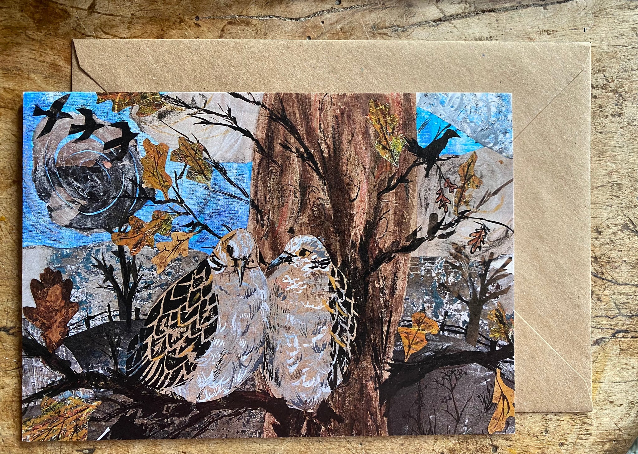 A5 Turtle Doves - Blank Greeting Card