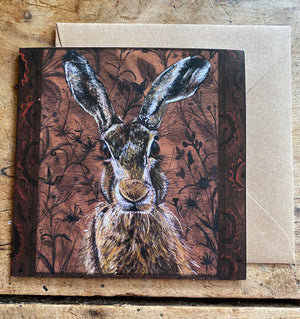 Brown Hare  - Square Blank Greeting Card