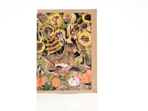 A5 Hare in the Sunflowers Blank Greeting card.