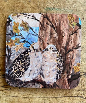 Turtle doves - High Gloss Hardback Coaster