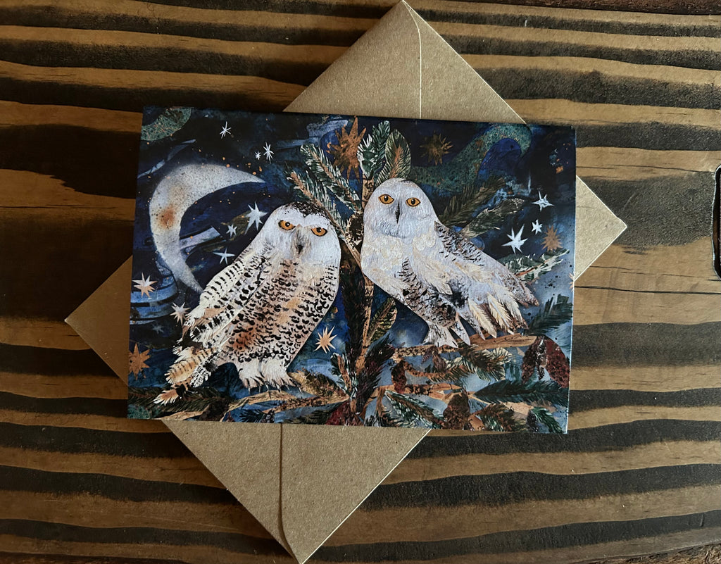 A6 Snowy Owls -Blank Greeting Card