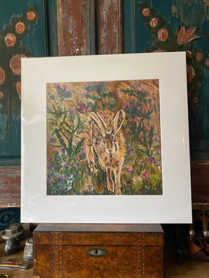 Hare in the thistles- Fine Art giclée Print
