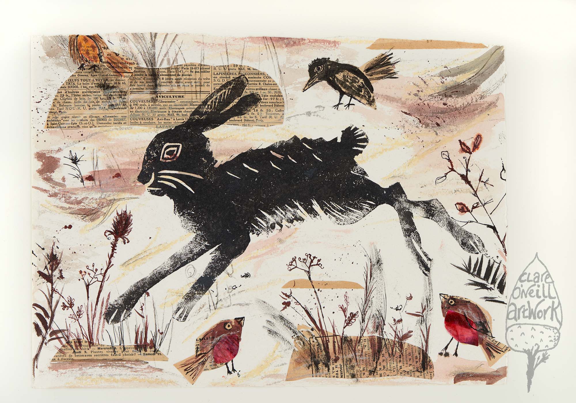 A5 Leaping Hare- Blank Greeting Card