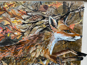 Autumn Fox - Original Mixed Media Framed Painting.