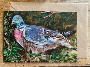 A5 Wood pigeon and the Ivy Berries blank greeting card.