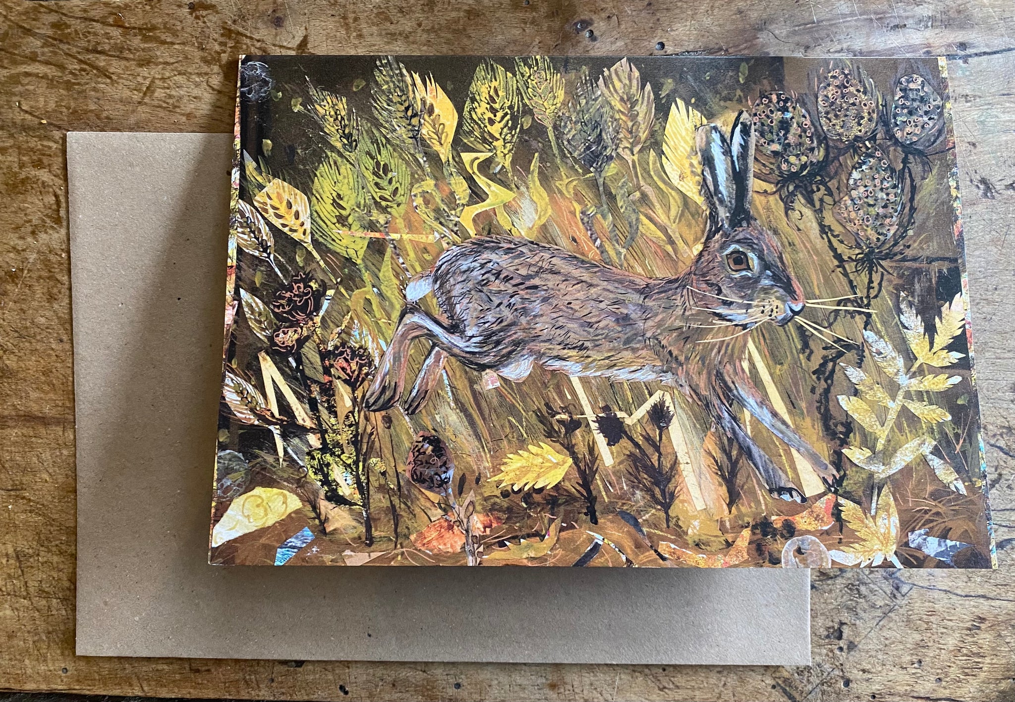 A5 Hare in the wheatfields -Blank Greeting Card