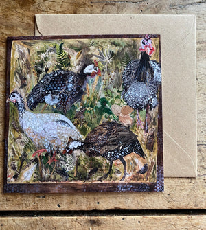 Guinea Fowl  - Square blank greeting card