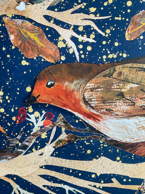 A3 Winter Robins art print