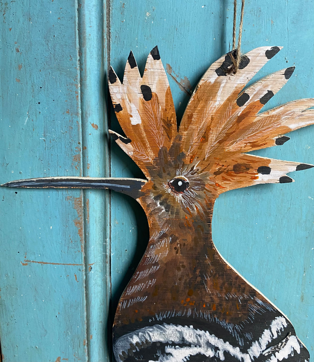 Hand painted wooden Eurasian Hoopoe