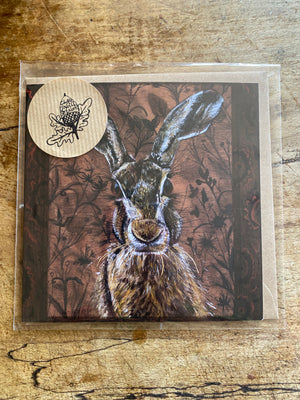 Brown Hare  - Square Blank Greeting Card