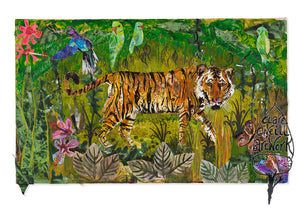 A6 Tiger and the parakeets postcard