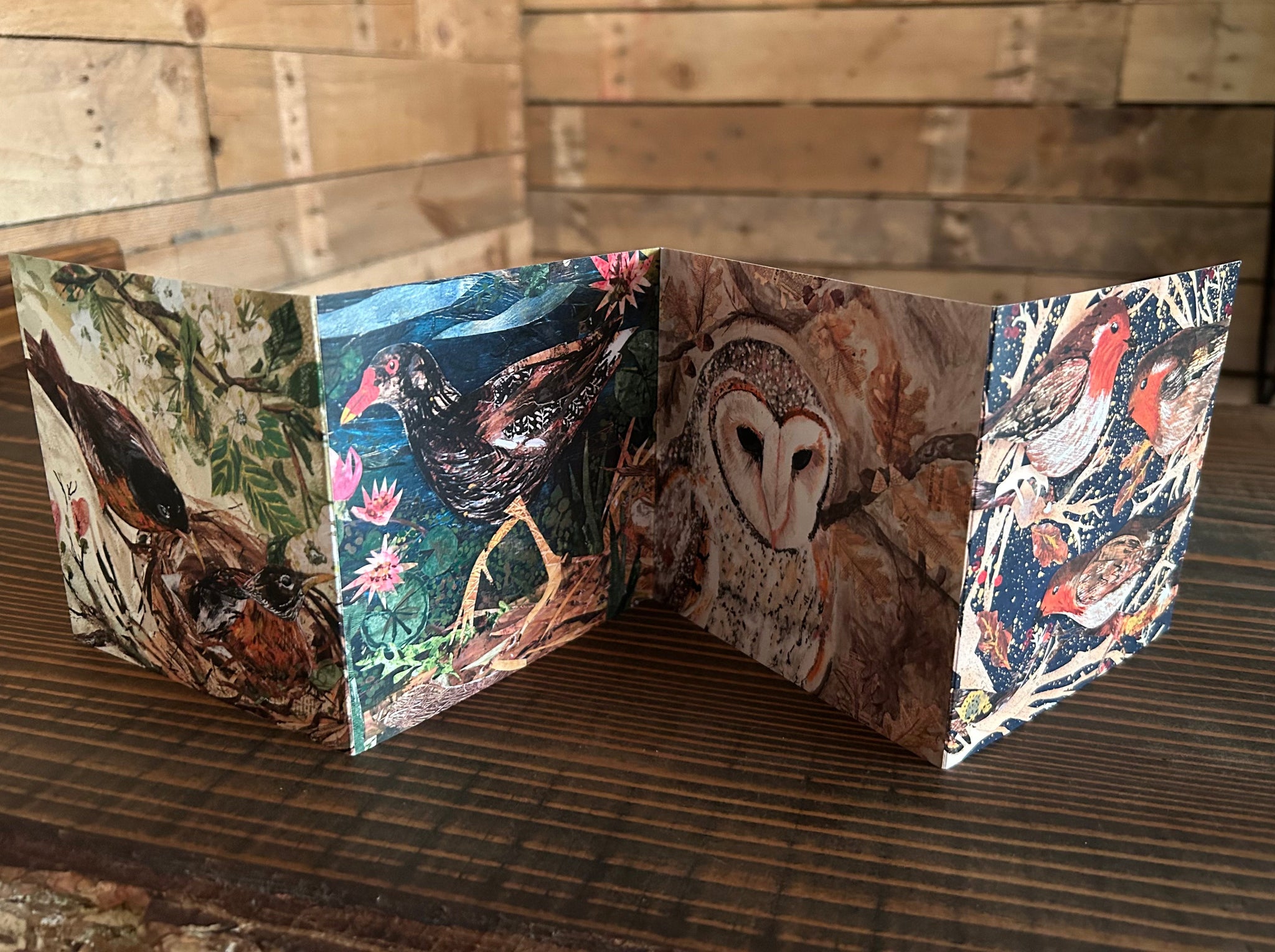 Fold out concertina Four seasons greeting card.