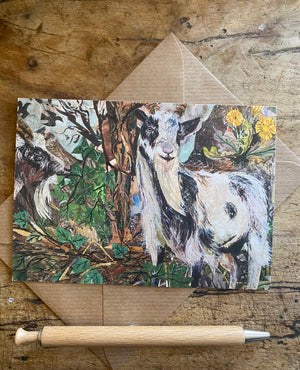 A6 Cheddar goats postcard