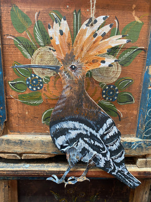 Hand painted wooden Eurasian Hoopoe