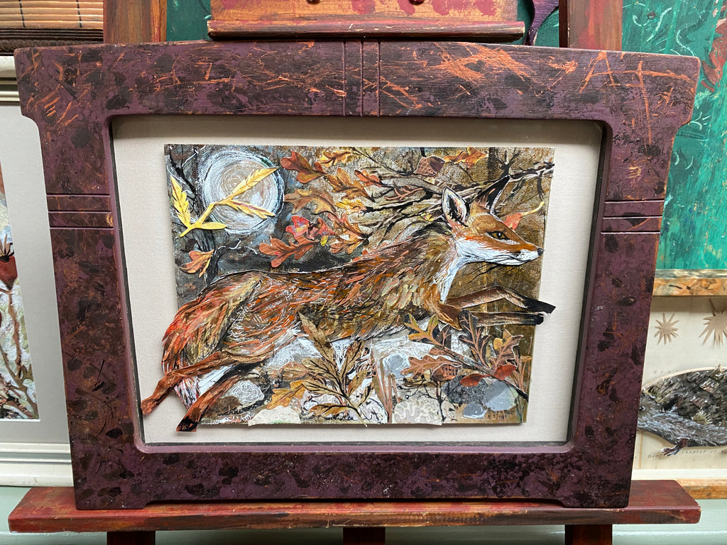 Autumn Fox - Original Mixed Media Framed Painting.
