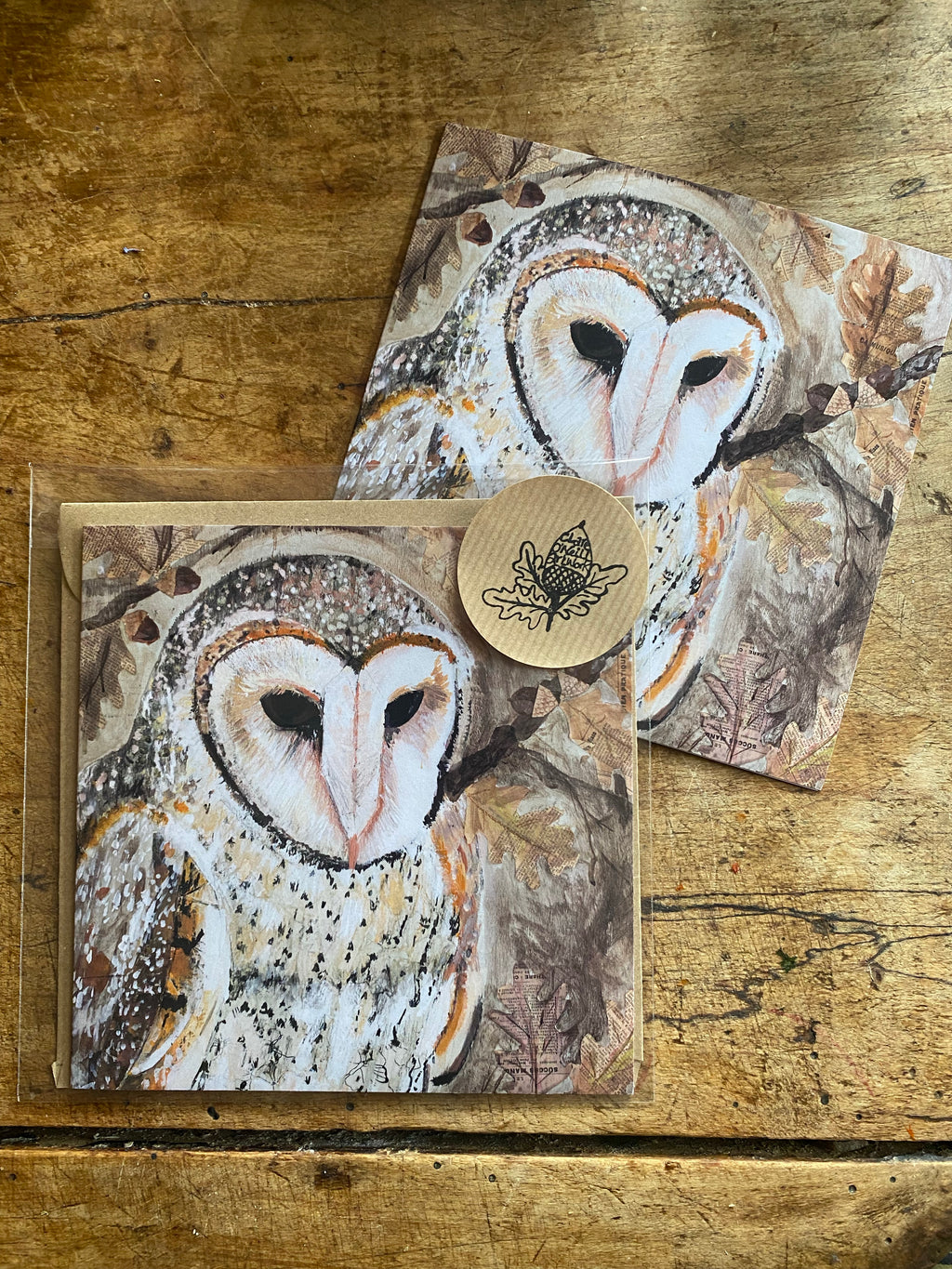Barn owl - Square Blank Greeting Card
