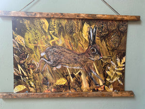 A3 Hare in the wheatfields art print