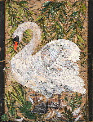 A5 Summer swan Blank Greeting card.