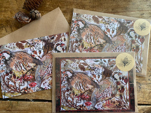 A5 Winter Partridges-Blank Greeting Card